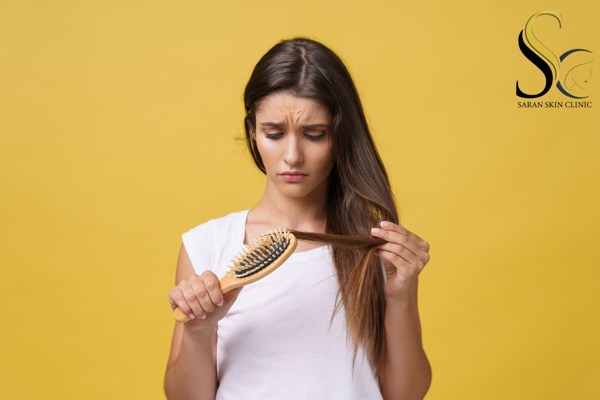 A girl is suffering form his hair problem