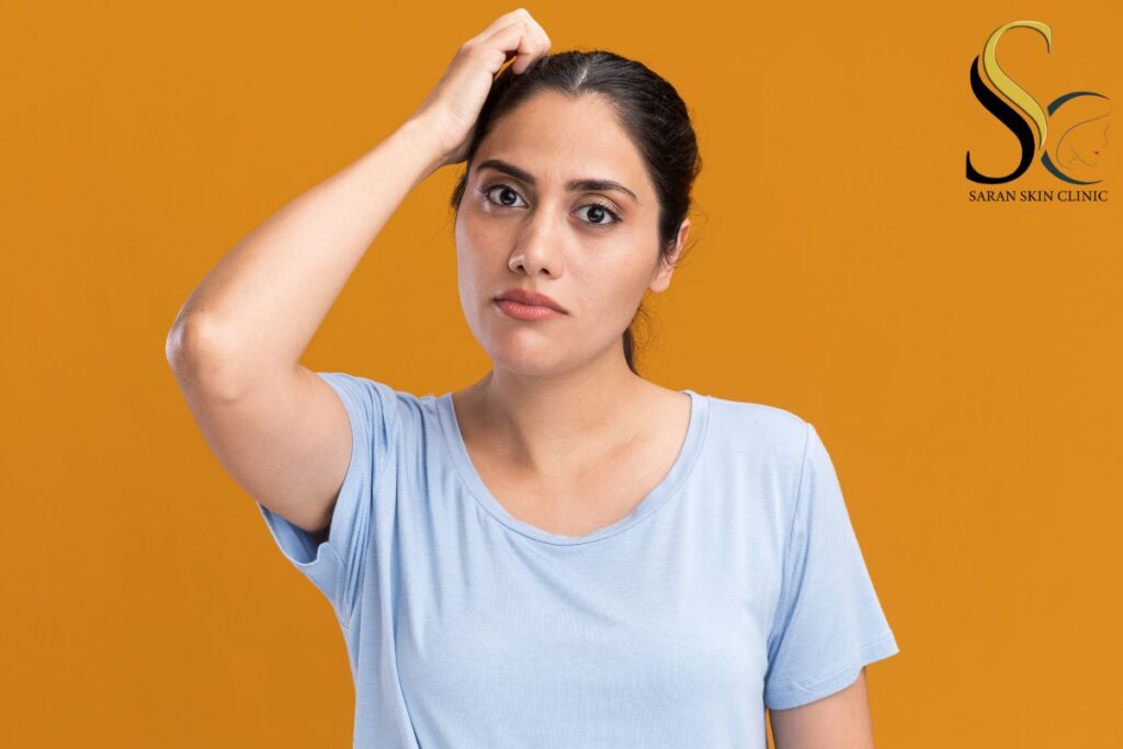 A gril is suffering from a hair problem