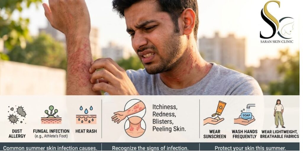A boy is suffering from skin infection