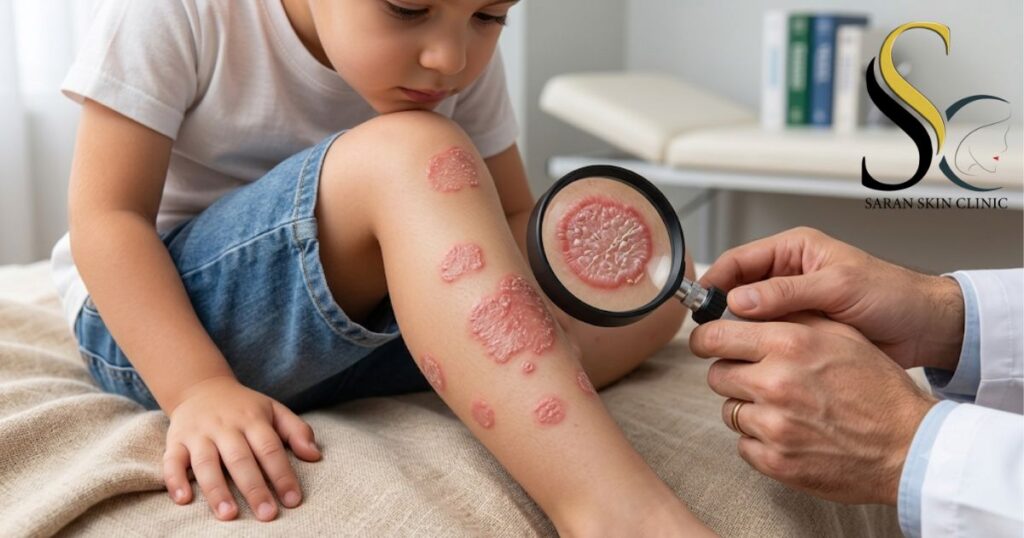 A children is suffering from skin infection